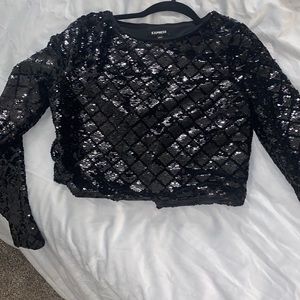 Express size small sequin black crop top perfect for any occasion